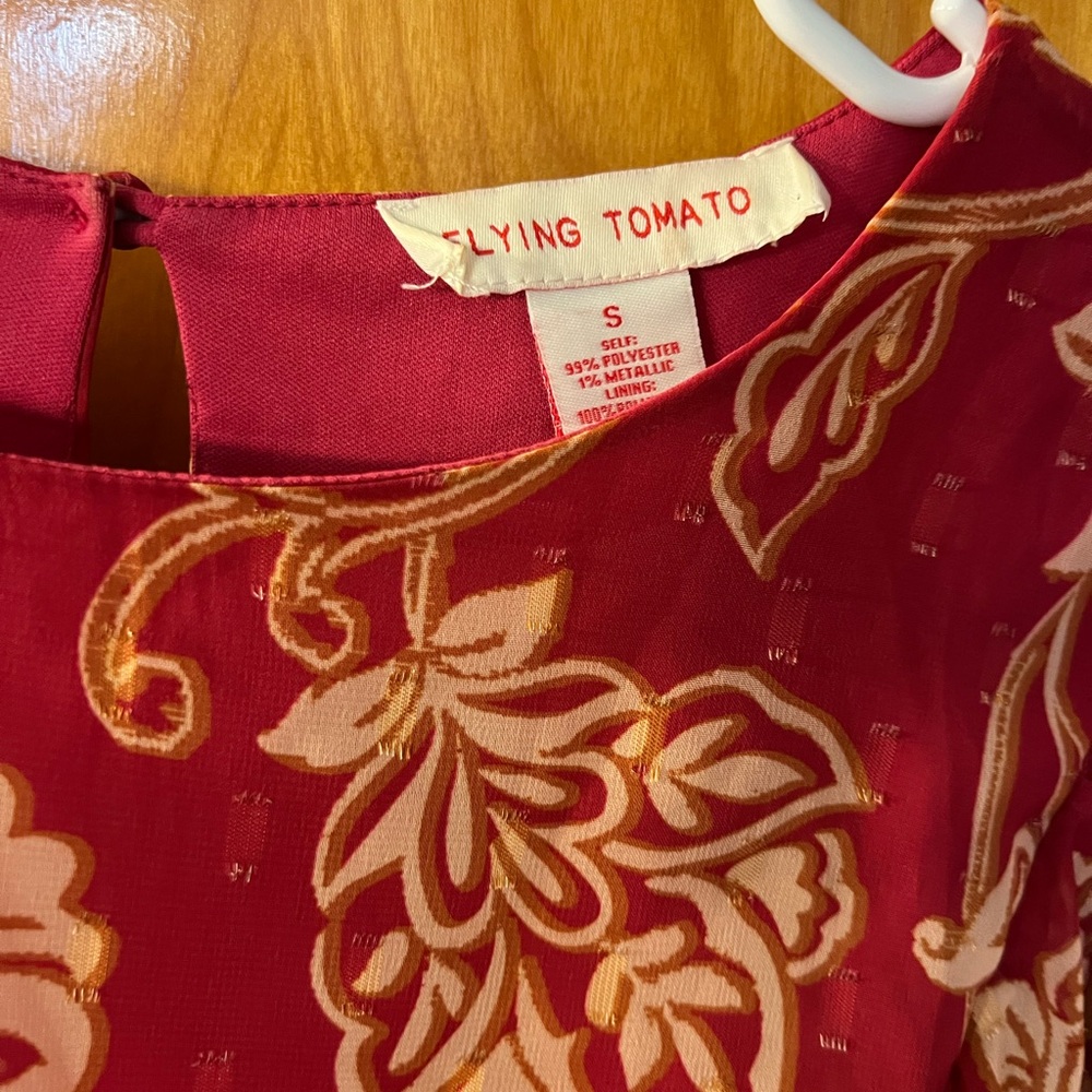 Flying Tomato Red and Cream Floral Dress - Picture 2 of 4